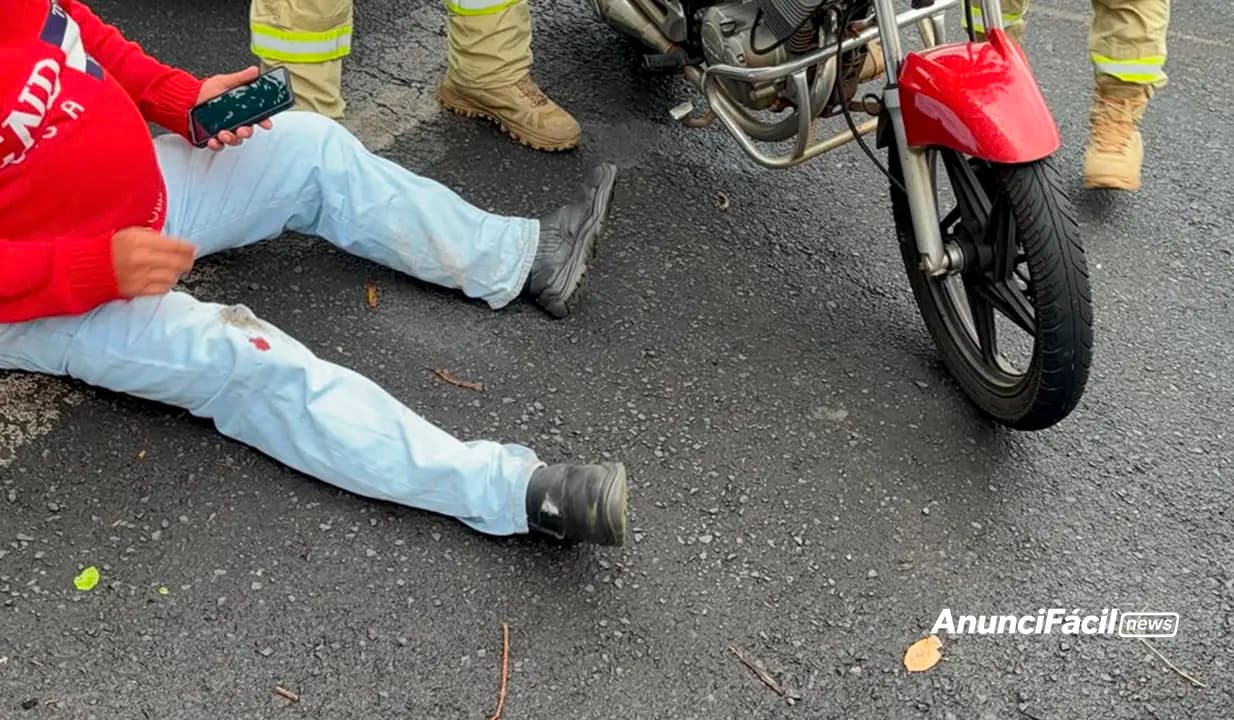 Entregador fica ferido após cair de motocicleta no Jardim Morumbi em Cornélio Procópio
