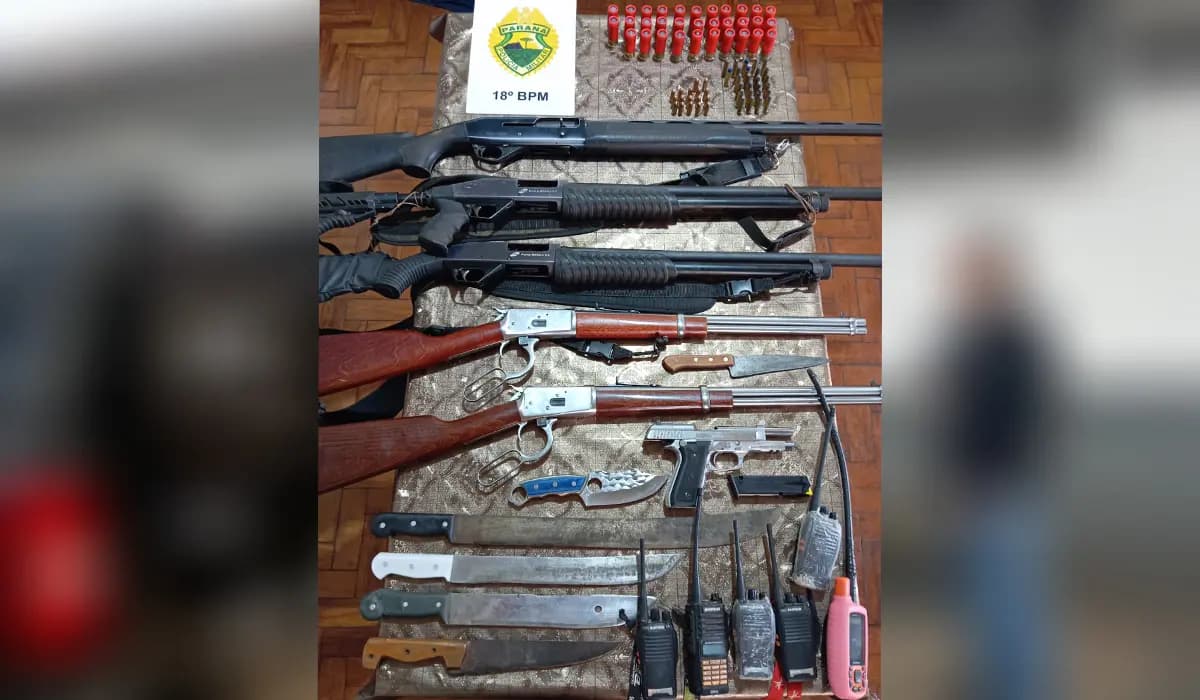 Cinco homens são flagrados em caça ilegal com armas e cães na zona rural entre Nova Fátima e Nova América da Colina