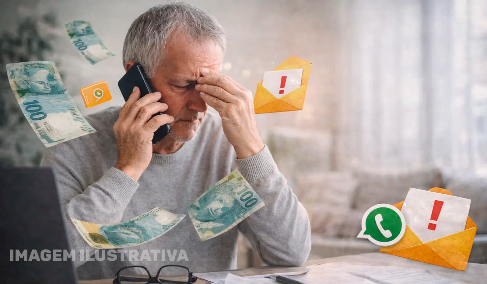 Idoso perde R$ 5 mil após cair em golpe pelo WhatsApp em Nova América da Colina