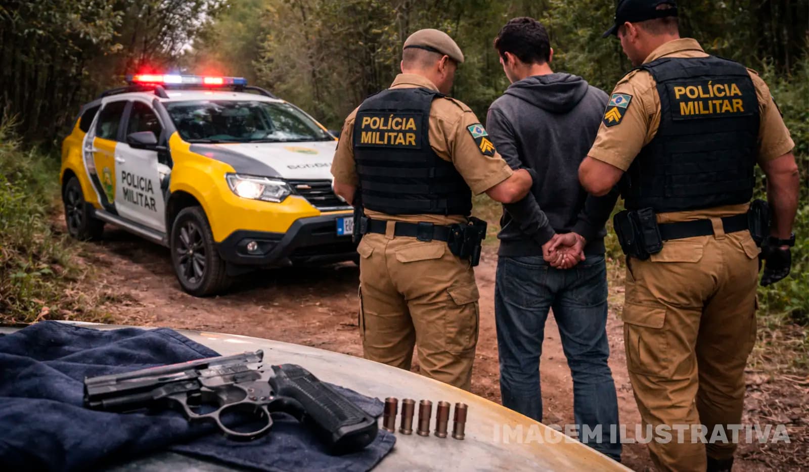 Suspeito de tentativa de roubo é preso com arma de fogo em área rural de São Jerônimo da Serra