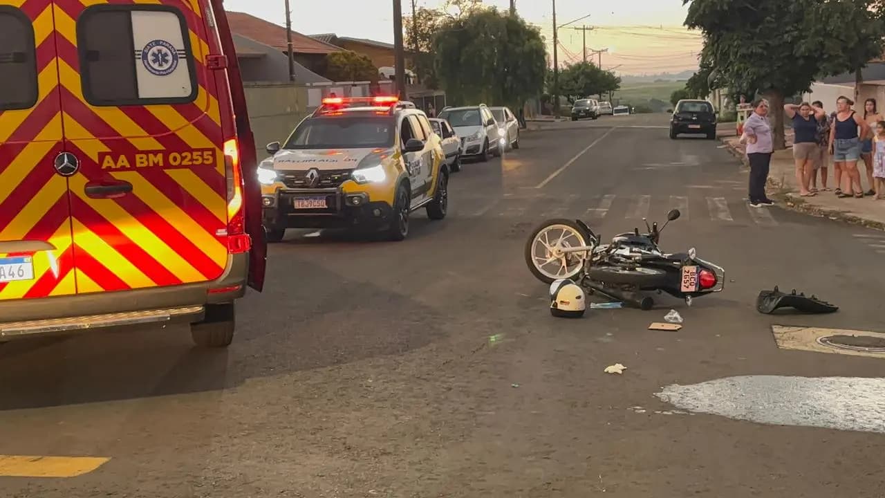 Motociclista fica gravemente ferido após colisão com carro no Jardim Panorama