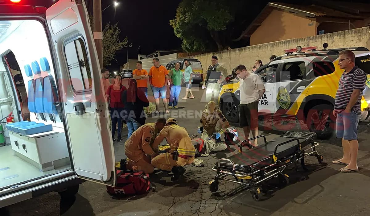 Motociclista fica ferido após colisão com carro no Jardim Primavera, em Cornélio Procópio