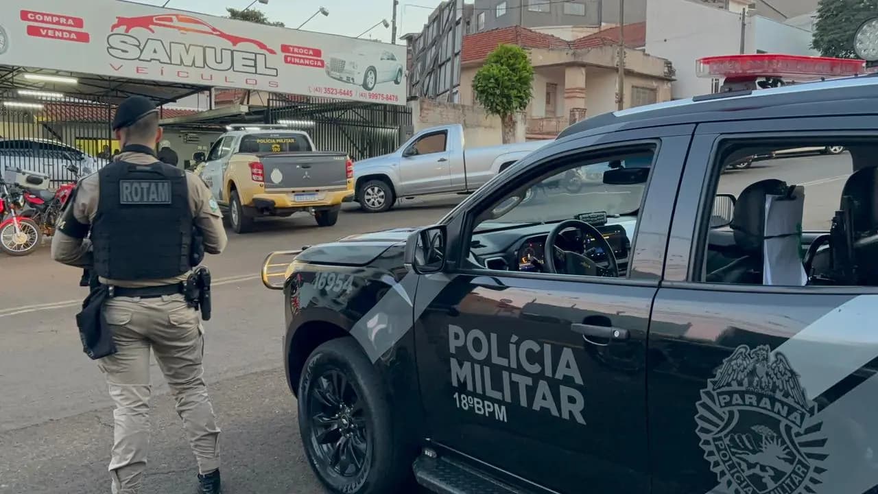 Dupla armada assalta estacionamento na área central de Cornélio Procópio