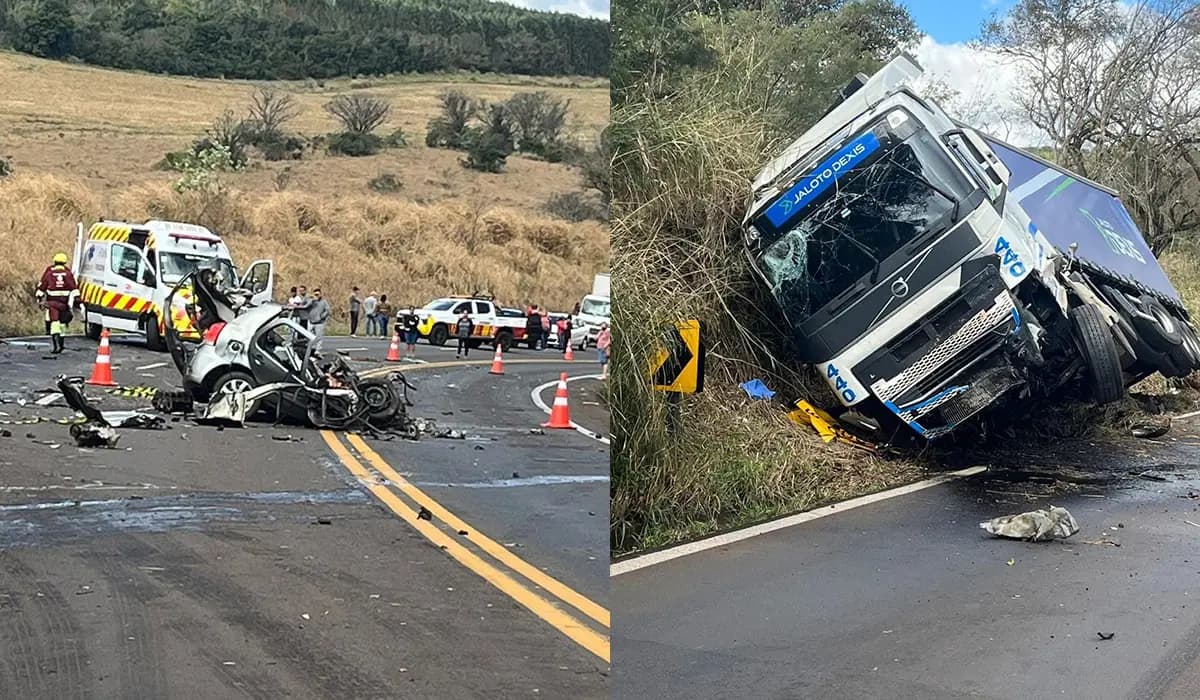 Colisão frontal entre carro e caminhão mata três jovens na PR-445, próximo a Tamarana