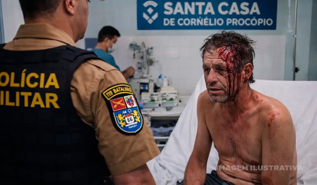 Homem é atendido na Santa Casa com ferimento na cabeça causado por foice em Cornélio Procópio