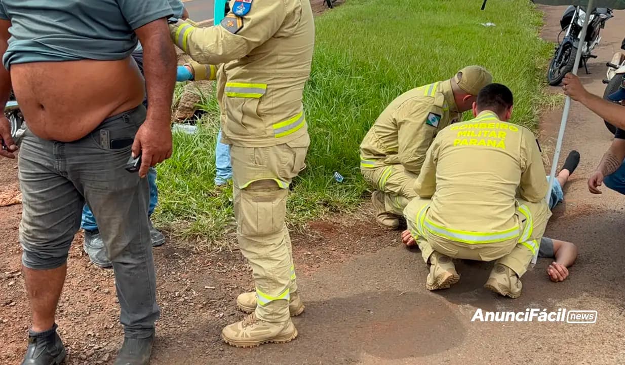 Colisão entre duas motocicletas deixa dois feridos na PR-160 em Cornélio Procópio
