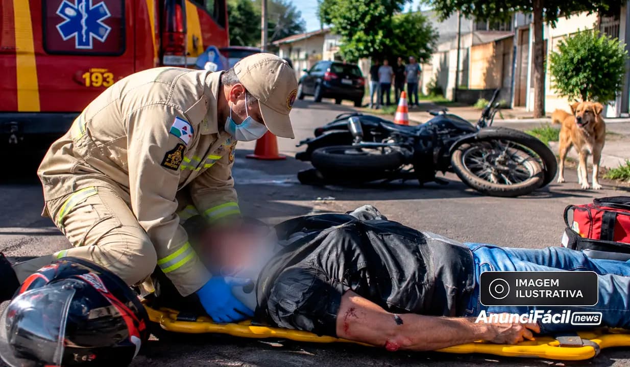 Motociclista fica ferido após queda envolvendo atropelamento de cachorro em Cornélio Procópio