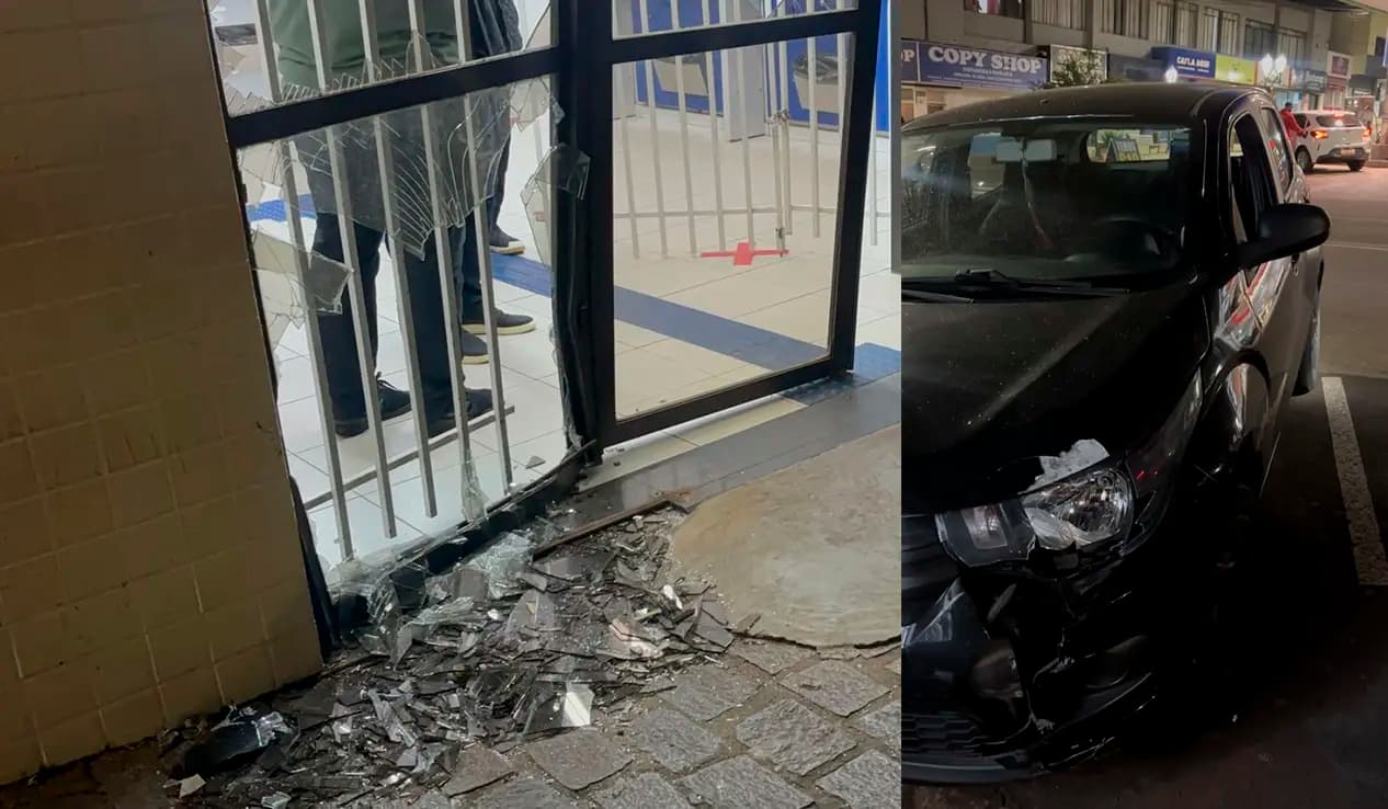Motorista perde controle de carro e invade lotérica no centro de Cornélio Procópio