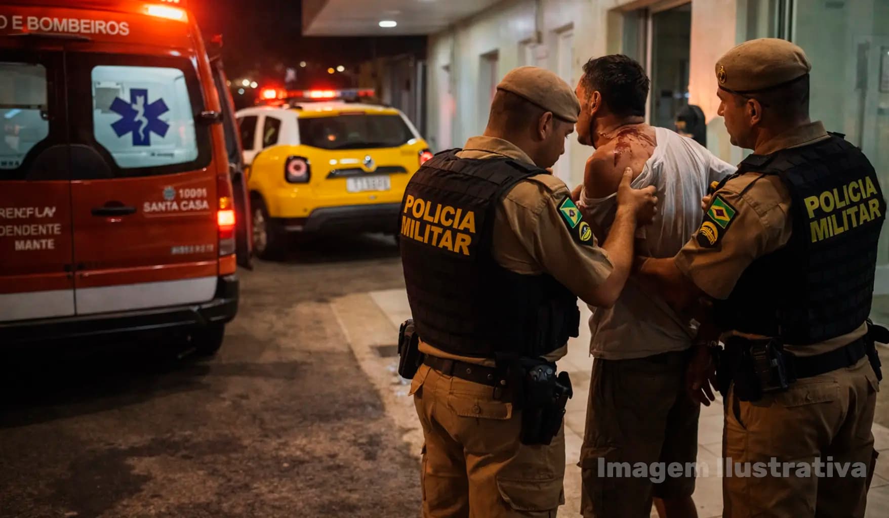 Homem é preso após ameaçar companheira e causar corte no próprio pescoço em Santa Mariana