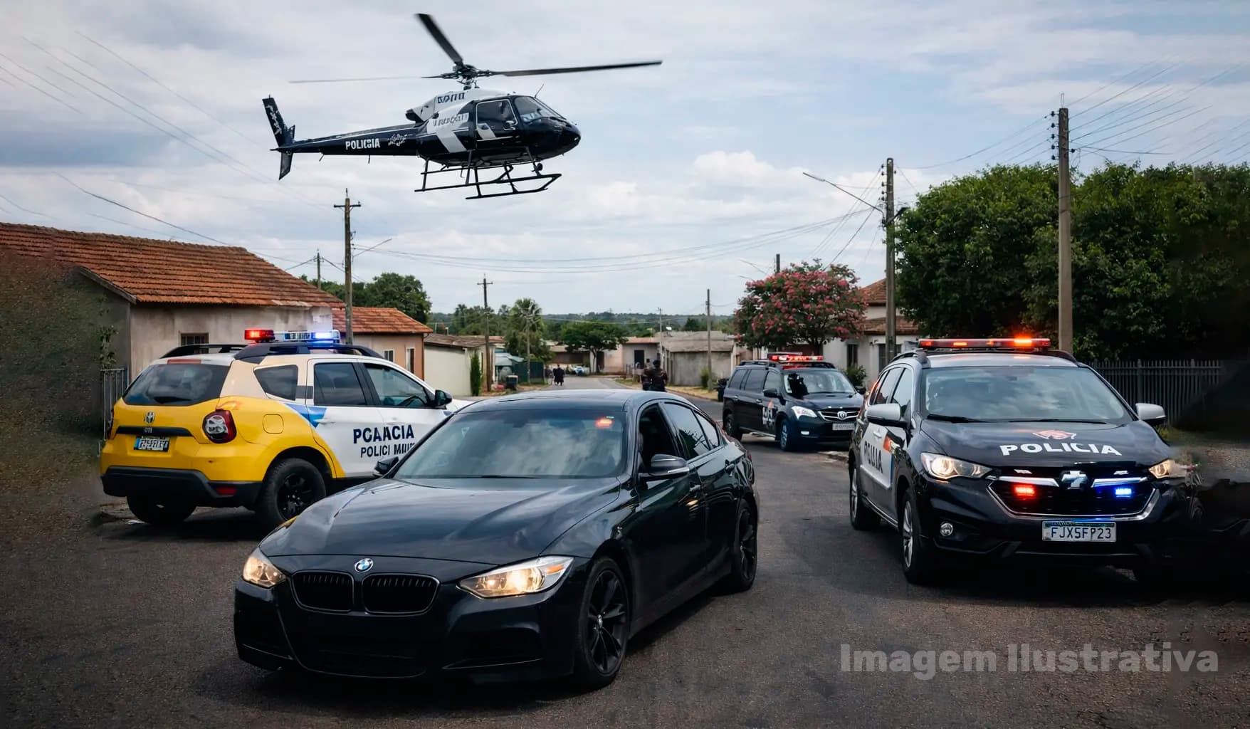 Perseguição policial com apoio de helicóptero termina com veículo apreendido em Andirá