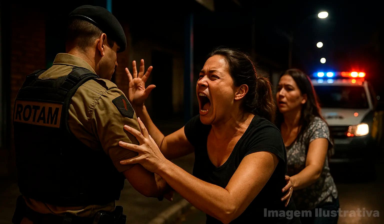 Mulher é detida após agredir policial e tumultuar abordagem da ROTAM em Bandeirantes