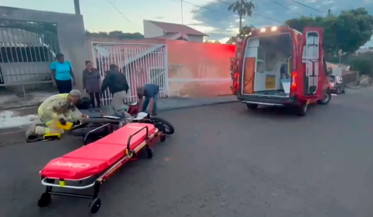 Motociclista fica ferido após atingir gato e sofrer queda no Jardim Figueira em Cornélio Procópio