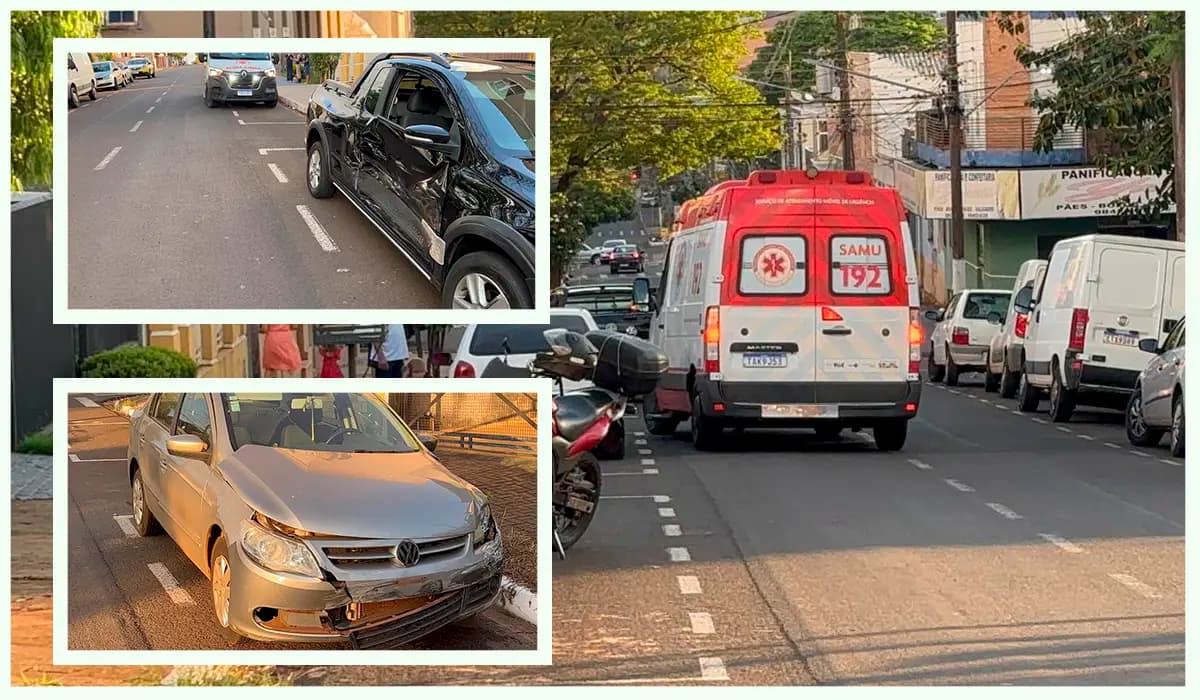 Colisão entre Saveiro e Voyage deixa duas pessoas encaminhadas ao hospital em Cornélio Procópio