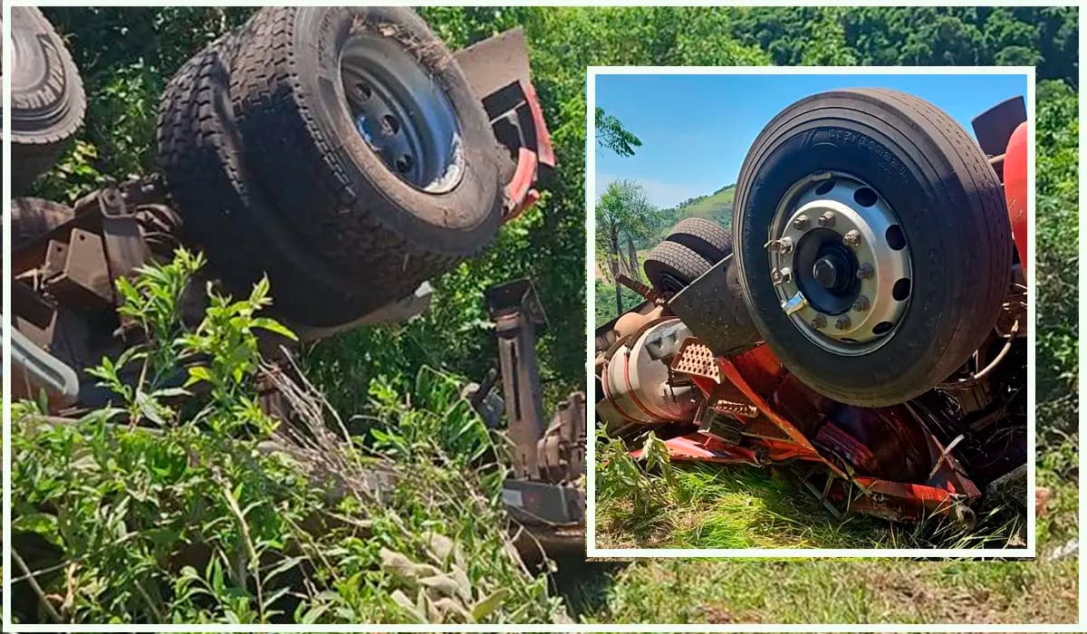 Caminhoneiro de 52 anos morre após tombamento de caminhão carregado com lajes perto de Congonhinhas