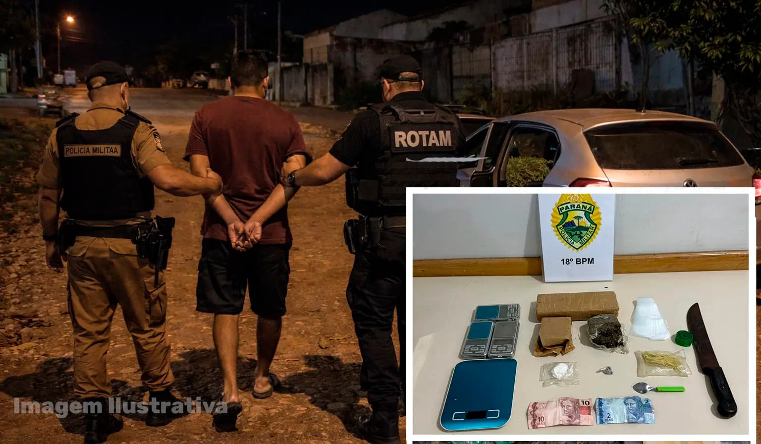 Condutor embriagado é preso por tráfico de drogas após trafegar em zigue-zague em Cornélio Procópio