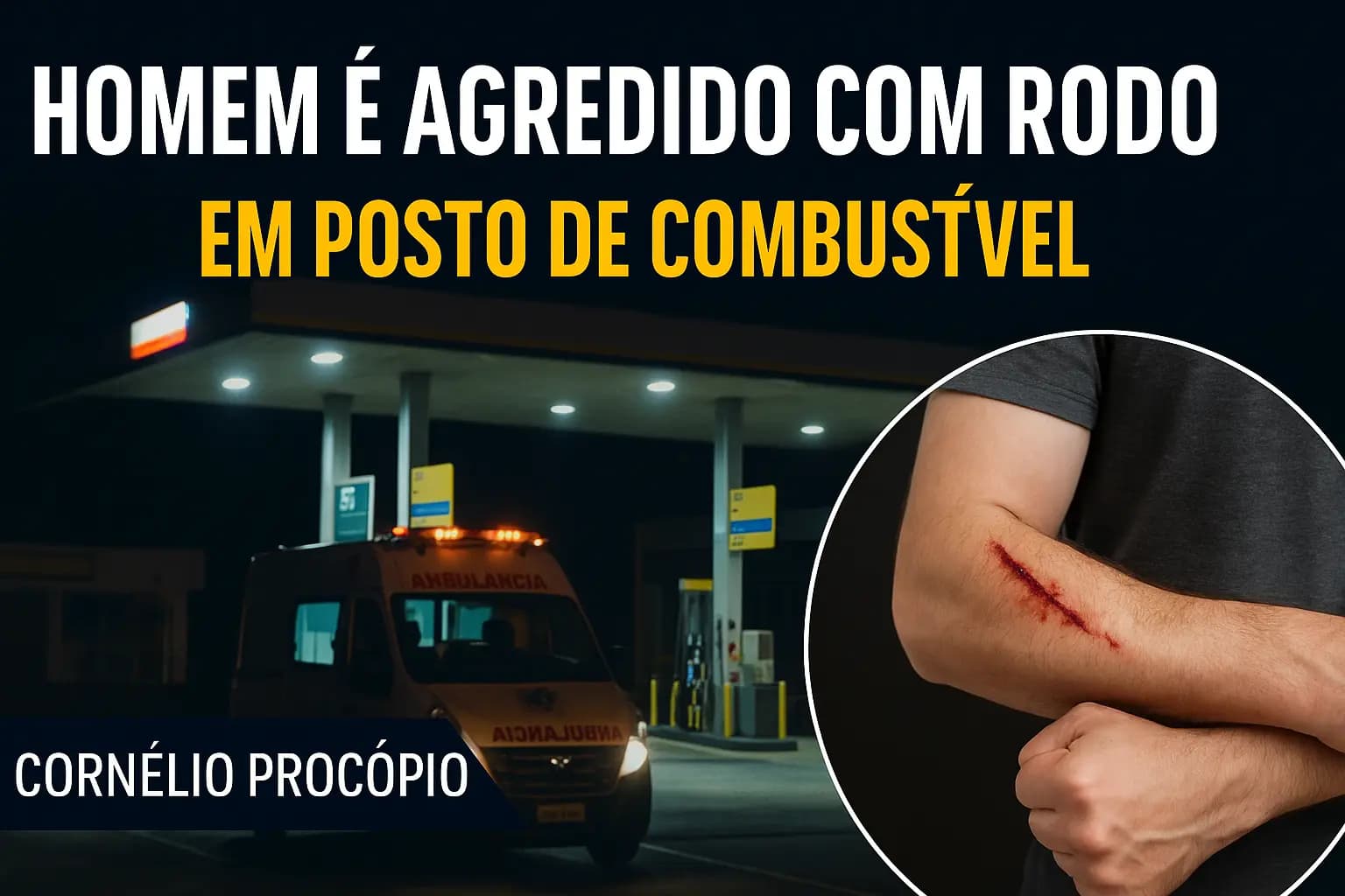 Homem é agredido com rodo em posto de combustível e vai parar na Santa Casa em Cornélio Procópio