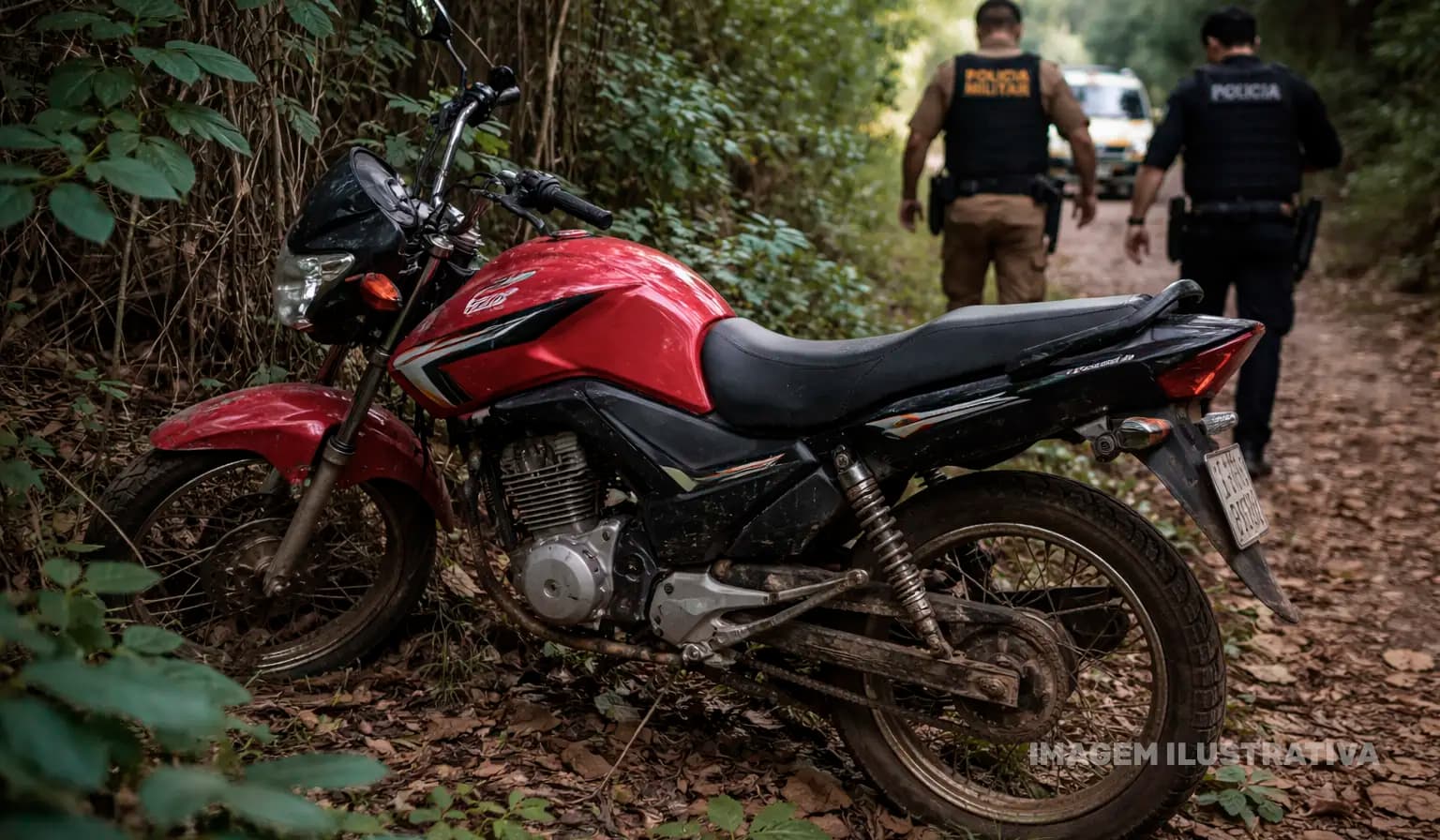 Motocicleta furtada é localizada em área de mata em Cornélio Procópio