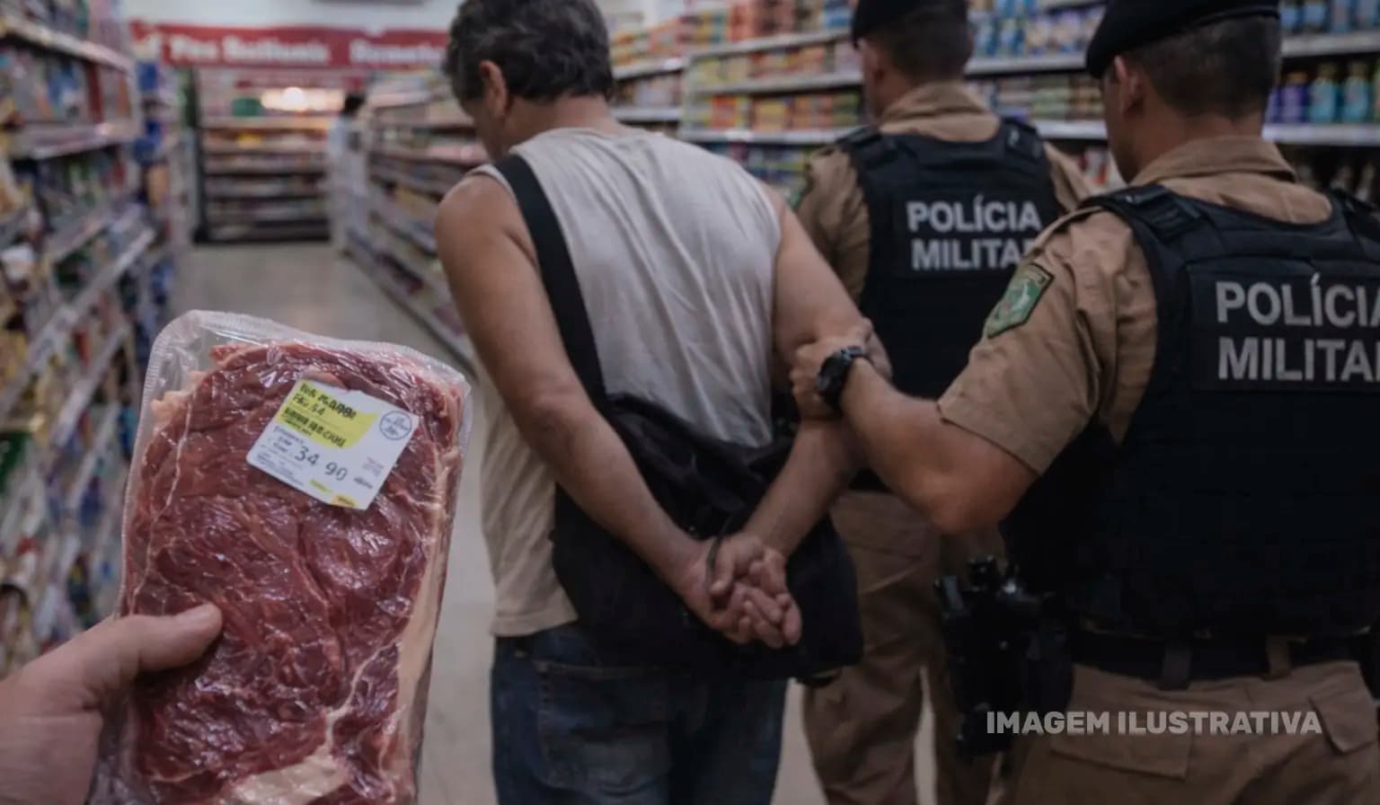 Homem é preso após furtar peça de carne em supermercado de Cornélio Procópio