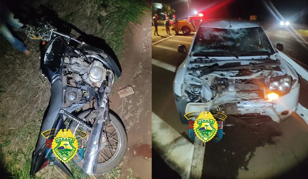 Colisão entre carro e moto em Santa Cecília do Pavão Deixa Motociclista Ferido