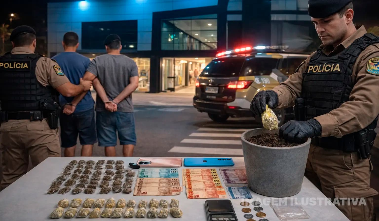 Dois homens são presos por tráfico de drogas em frente ao Shopping Estação em Cornélio Procópio
