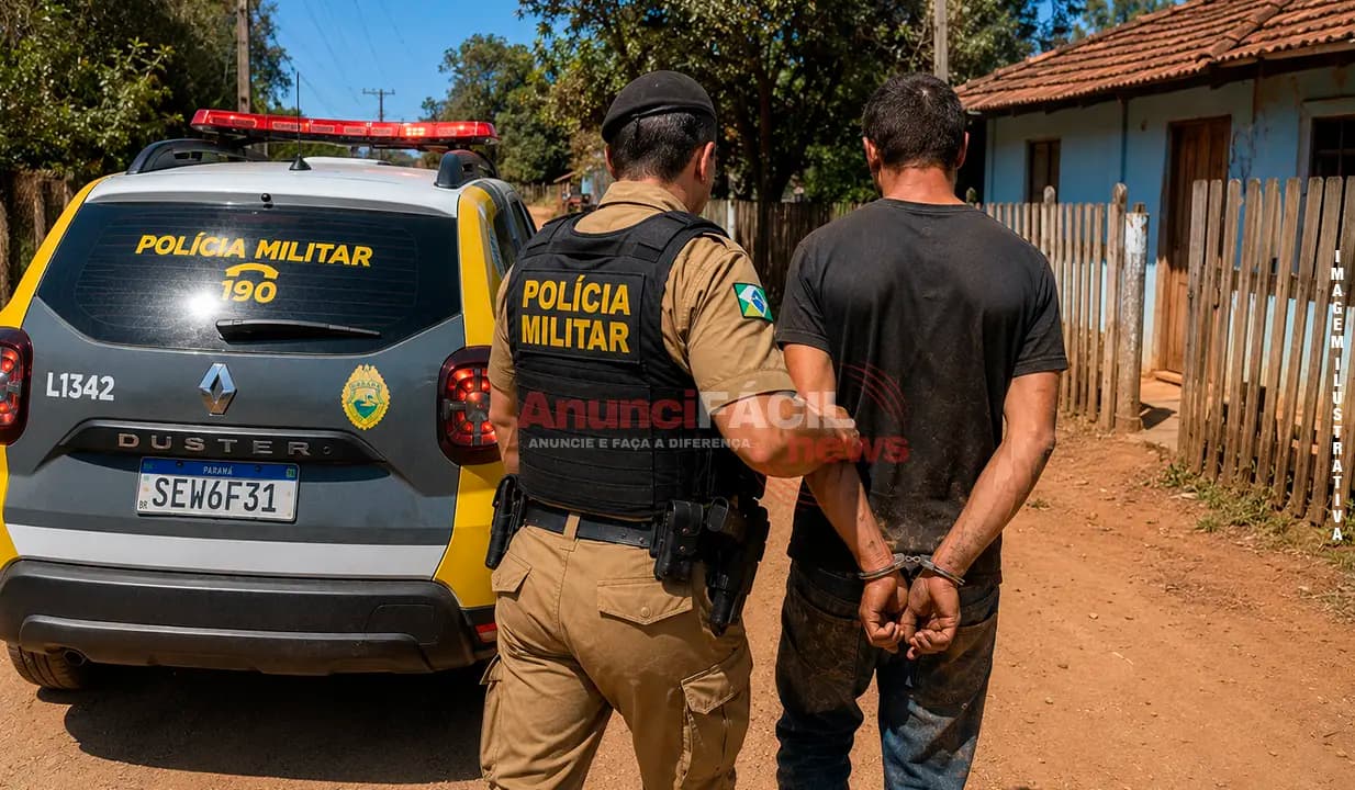 Homem é preso após ameaçar ex-companheira de morte com faca em São Jerônimo da Serra