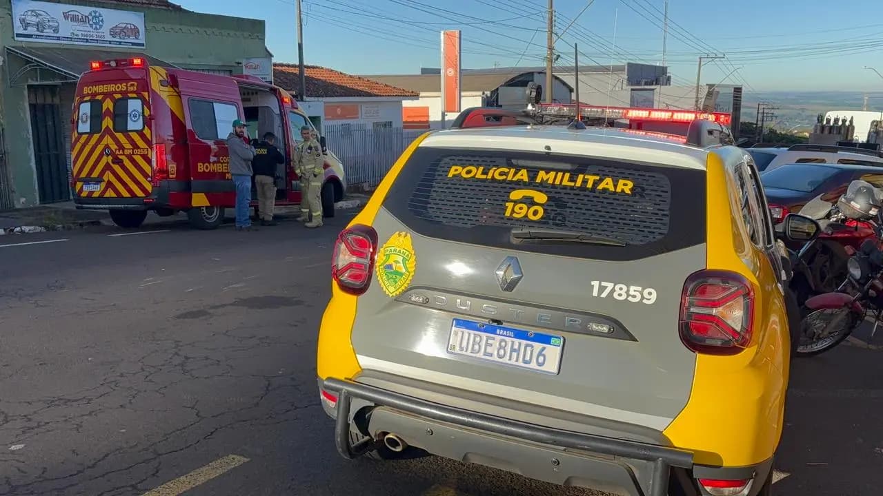 Motociclista sofre escoriações após colisão com van em Cornélio Procópio