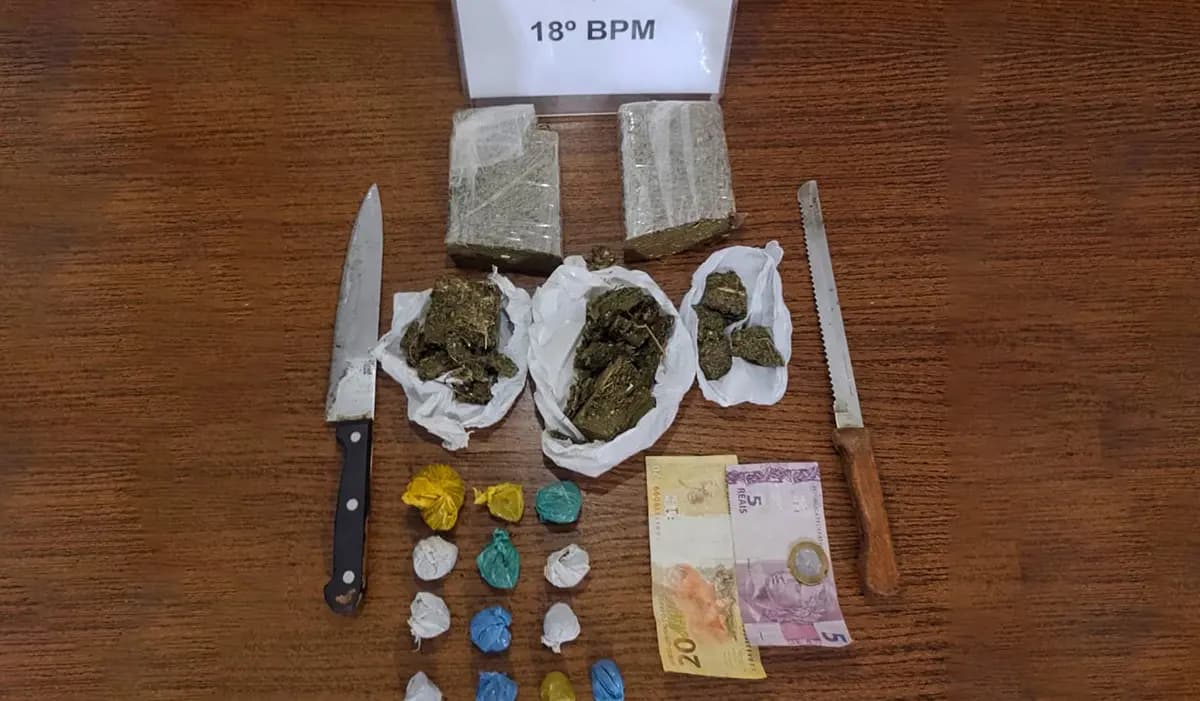 Jovem de 18 anos é detido em posse de grande quantidade de maconha fracionada em Santa Mariana