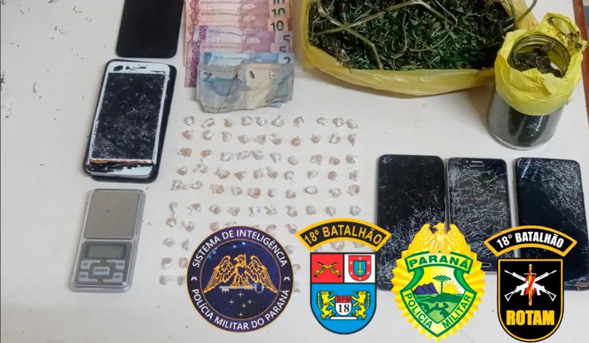 Três suspeitos são detidos por tráfico de drogas durante ação policial em Andirá