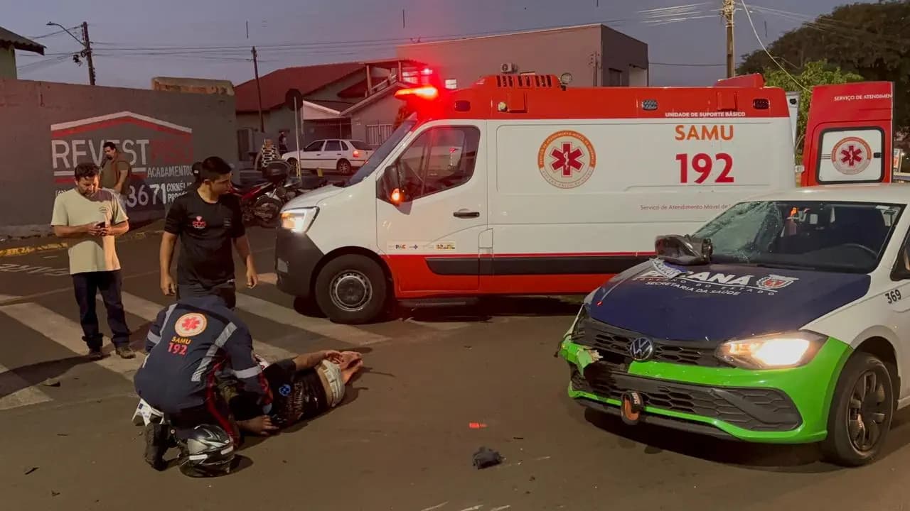 Motociclista fica ferido após colisão com carro conduzido pelo cunhado em Cornélio Procópio