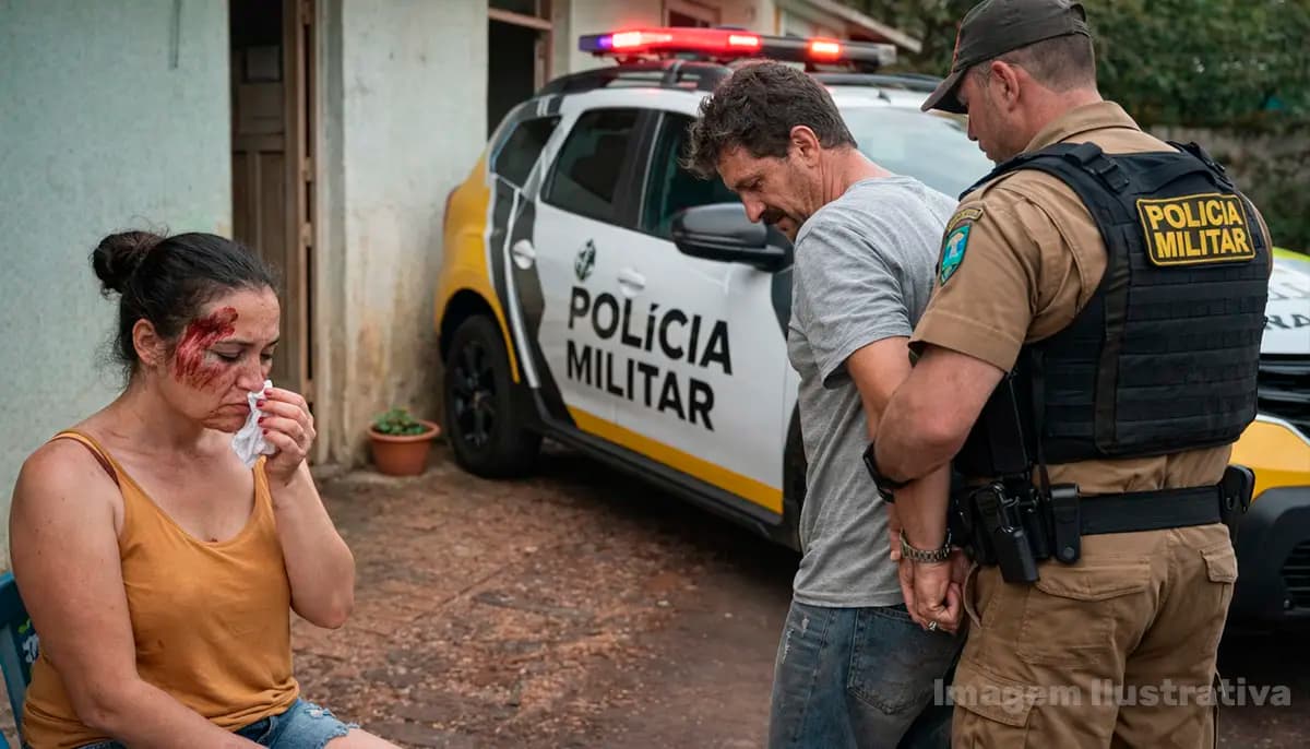 Homem é preso por violência doméstica após agredir companheira na presença dos filhos