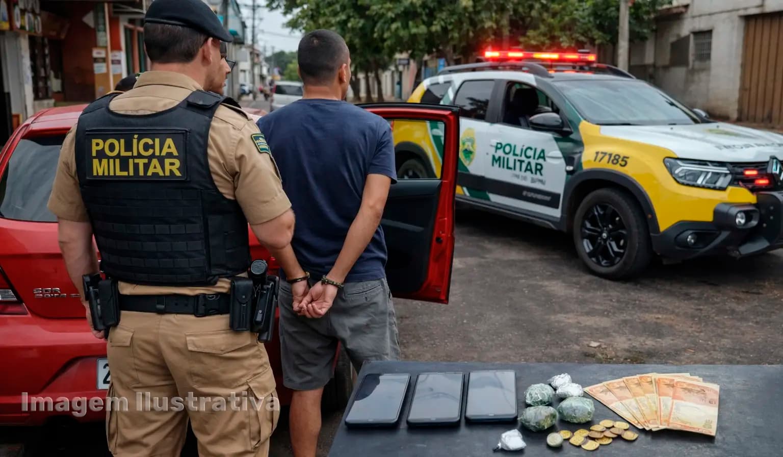 Polícia militar apreende drogas e celulares durante abordagem na área central de Andirá