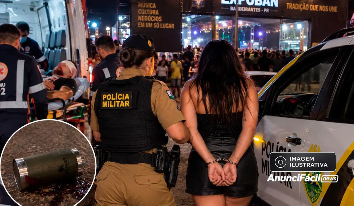 Mulher é presa após agredir homem durante a Expoban em Bandeirantes