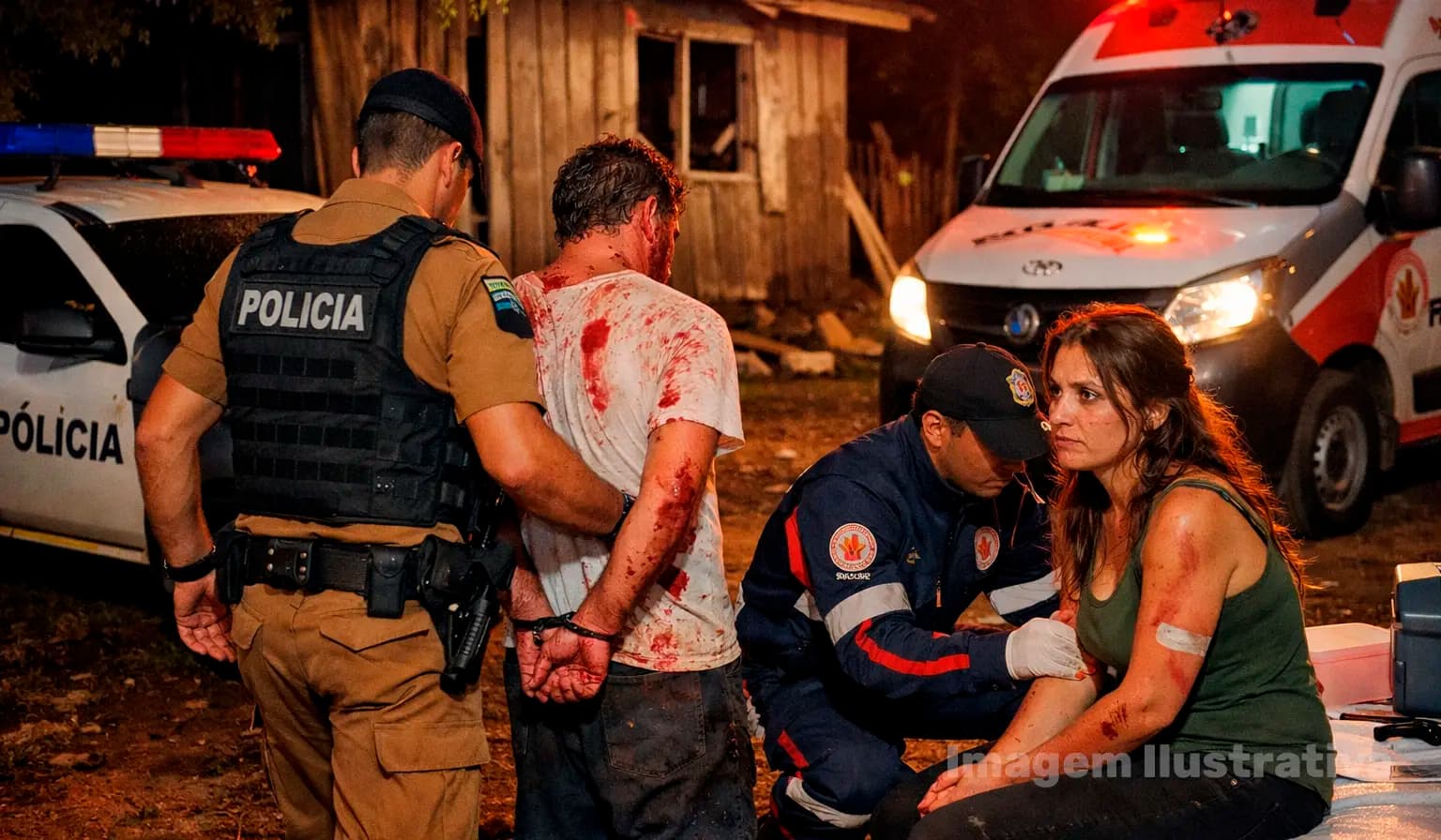 Homem invade casa, ameaça família e acaba esfaqueado durante luta corporal em Nova América da Colina