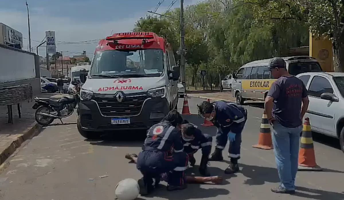 Motociclista passa mal e sofre queda na Avenida Paraíso em Cornélio Procópio