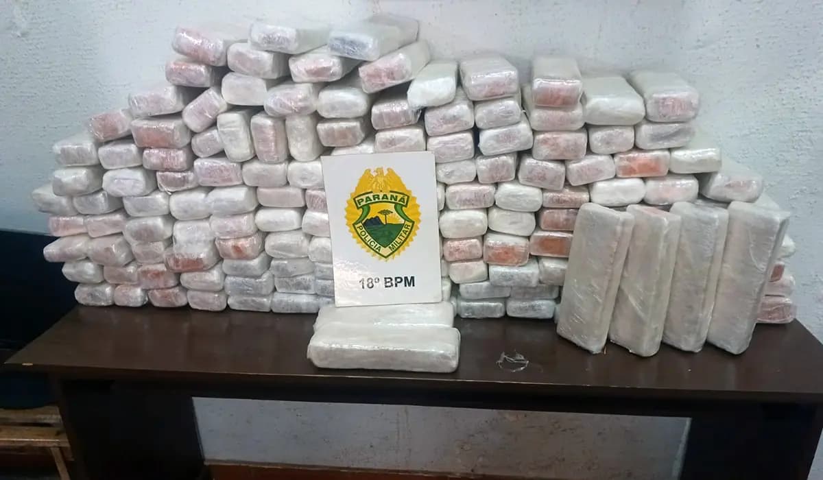 EM BANDEIRANTES, POLÍCIA MILITAR APREENDE 96,4 QUILOS DE MACONHA E PRENDE DOIS HOMENS DURANTE ABORDAGEM VEICULAR