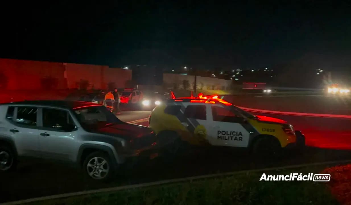 Colisão entre caminhão e Fiat Toro mobiliza equipes no Trevo do Panorama, na BR-369