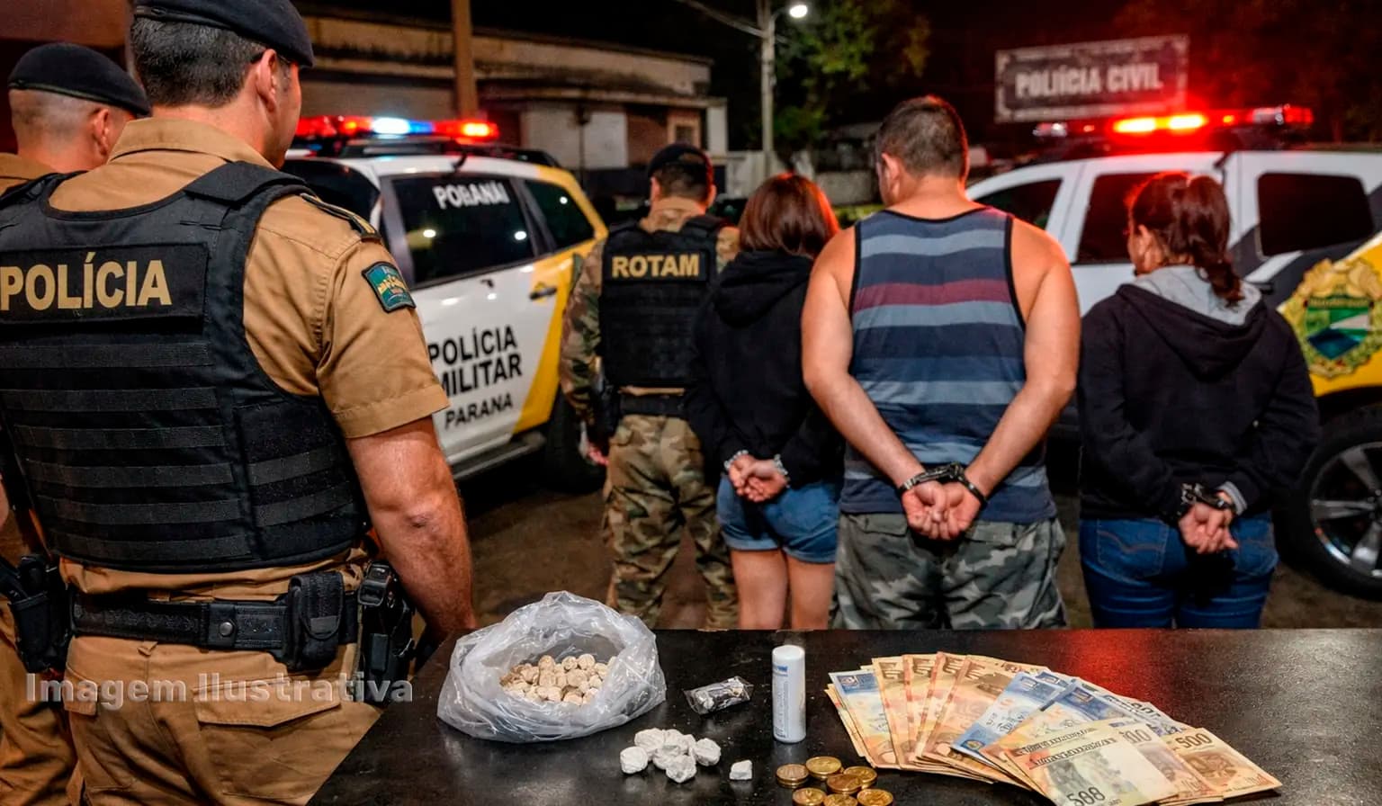 Polícia militar apreende drogas e dinheiro durante patrulhamento na cidade de Assaí