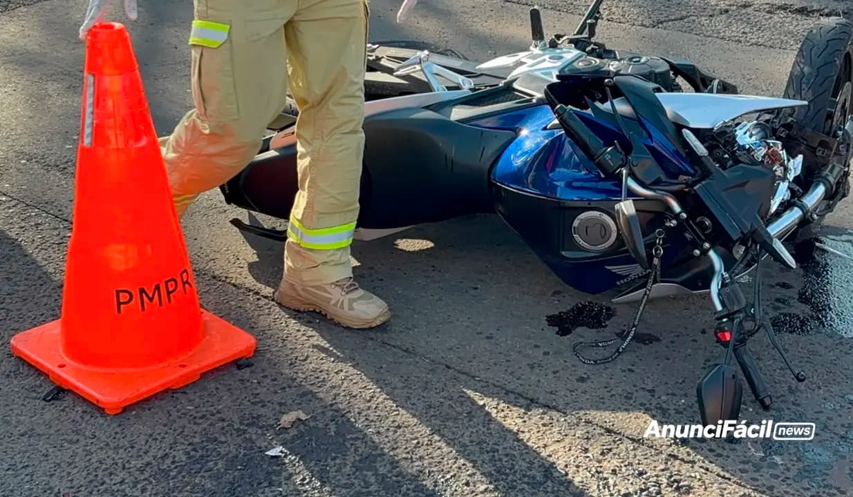 Motociclista fica ferido após colisão com Saveiro em Cornélio Procópio