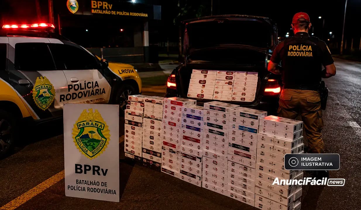 BPRv apreende quase 6 mil maços de cigarros contrabandeados durante abordagem na PR-444, em Arapongas