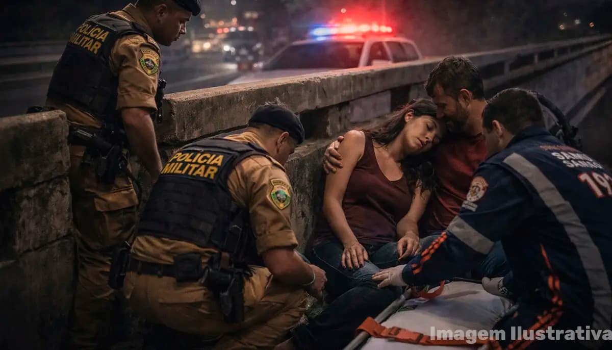 Mulher é socorrida após ameaça de ato extremo em viaduto de Cornélio Procópio