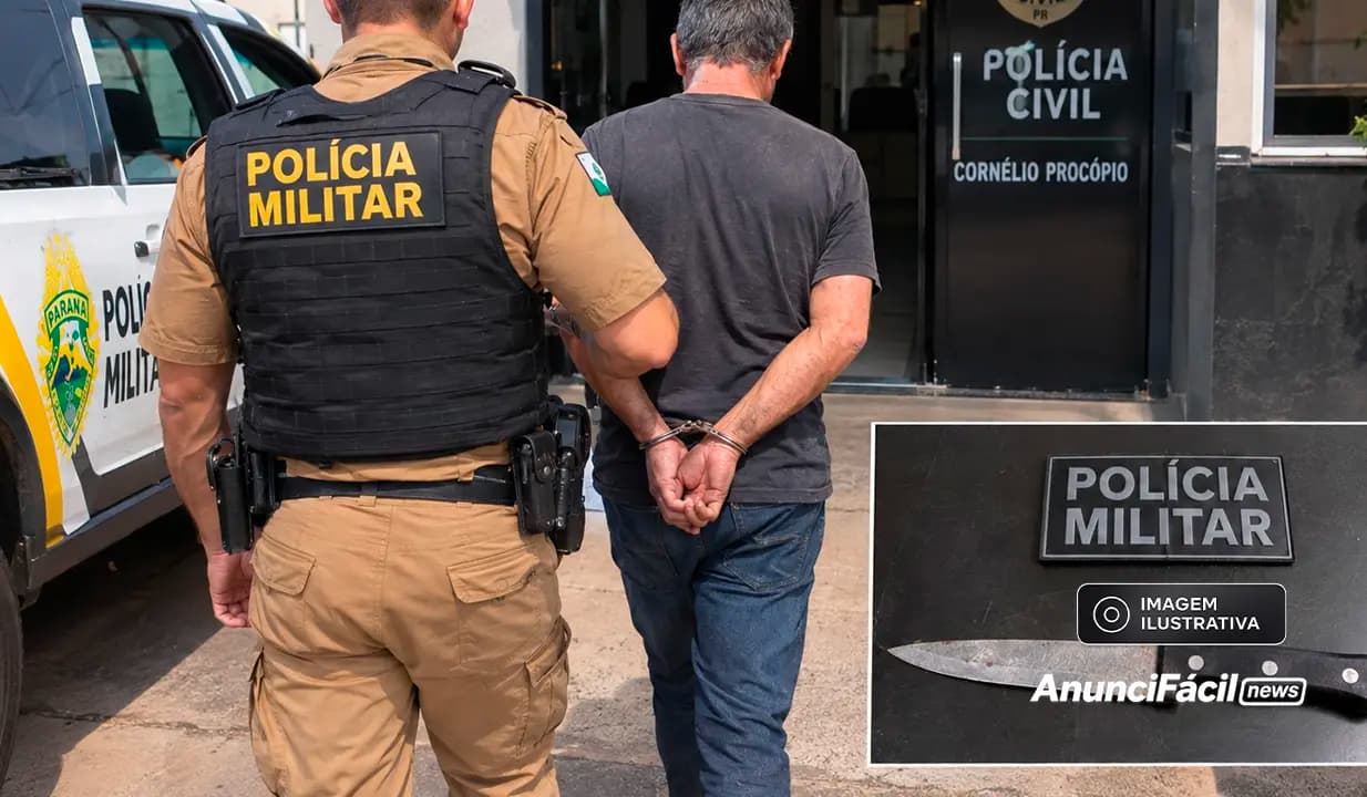 Homem é preso com faca após ameaçar funcionário de estabelecimento em Cornélio Procópio
