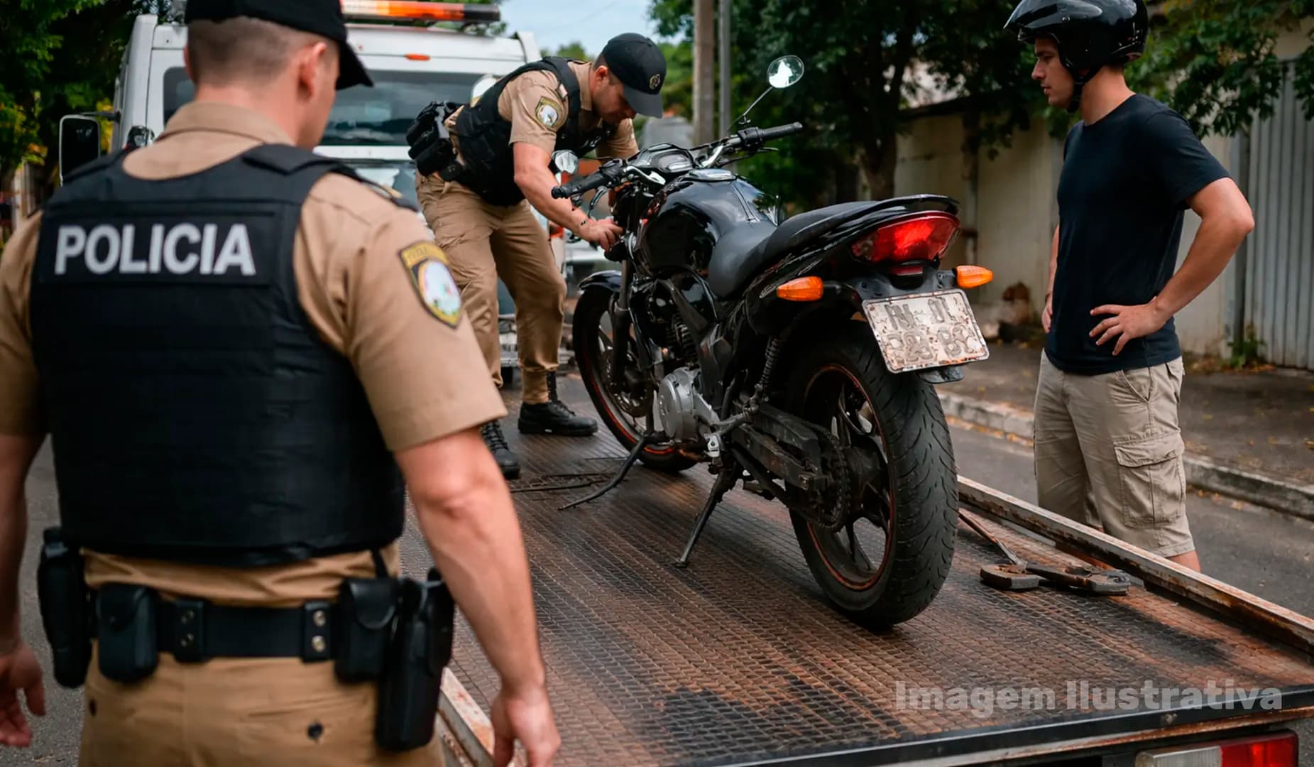 Motocicleta é recolhida após condutor sem habilitação ser flagrado com diversas irregularidades em Andirá