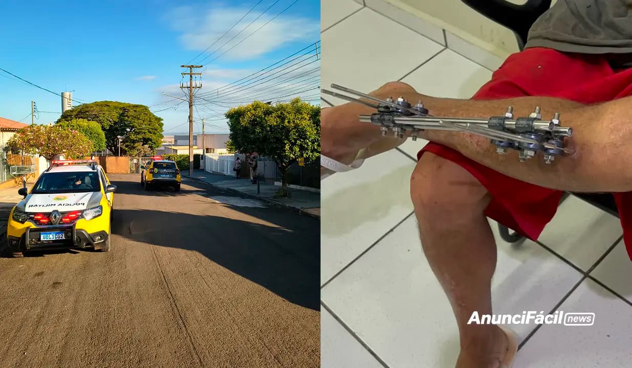 Homem com gaiola na perna é preso após furtar residência e fugir pulando muros em Cornélio Procópio