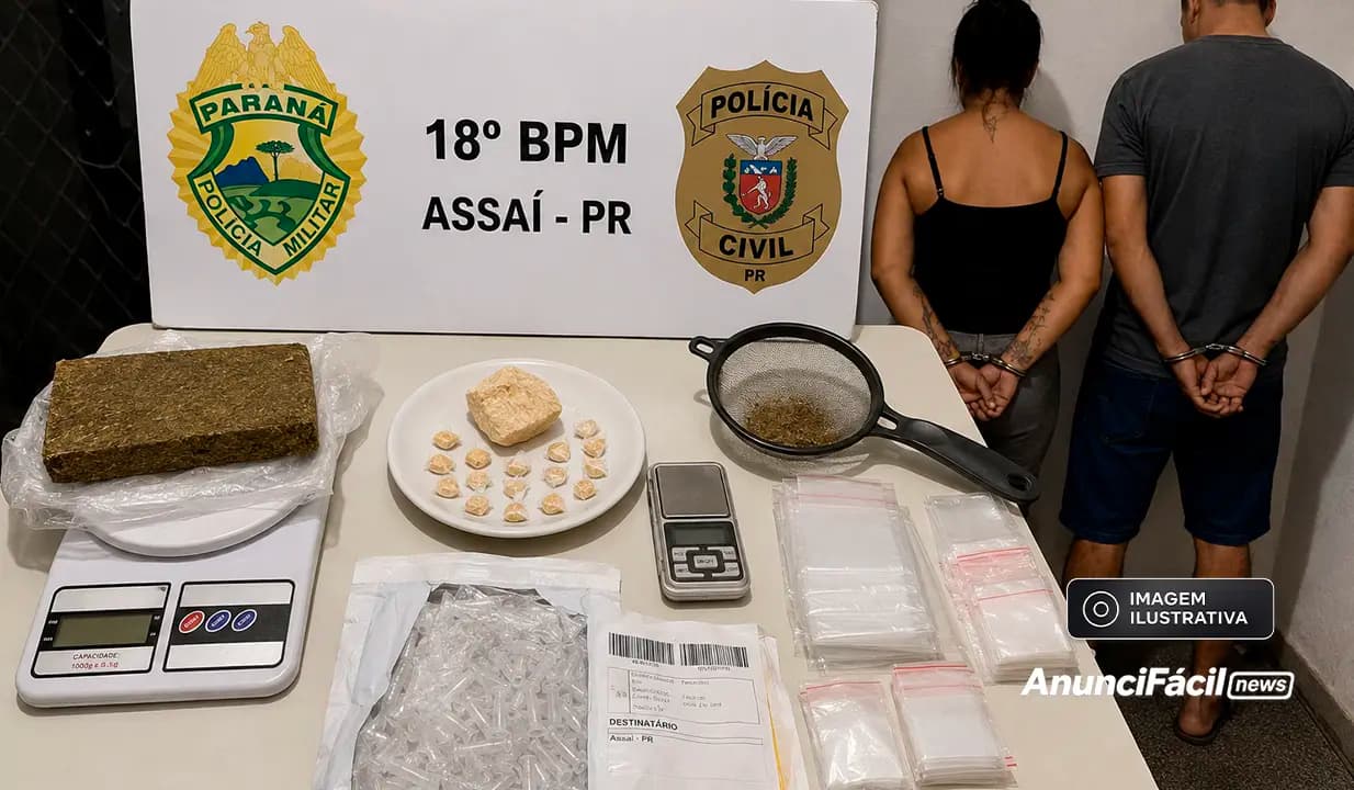 Casal é preso após polícia apreender maconha, crack e materiais para embalar drogas em Assaí