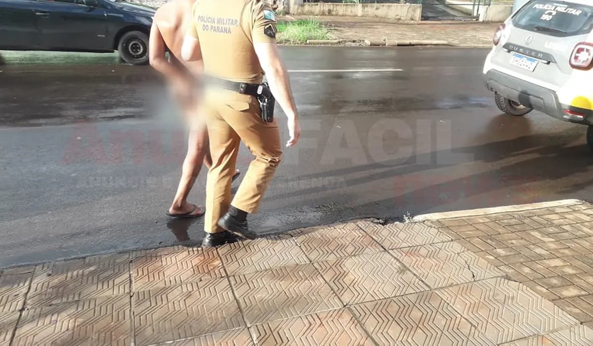 Homem nu causa tumulto em propriedades rurais de Rancho Alegre e acaba detido
