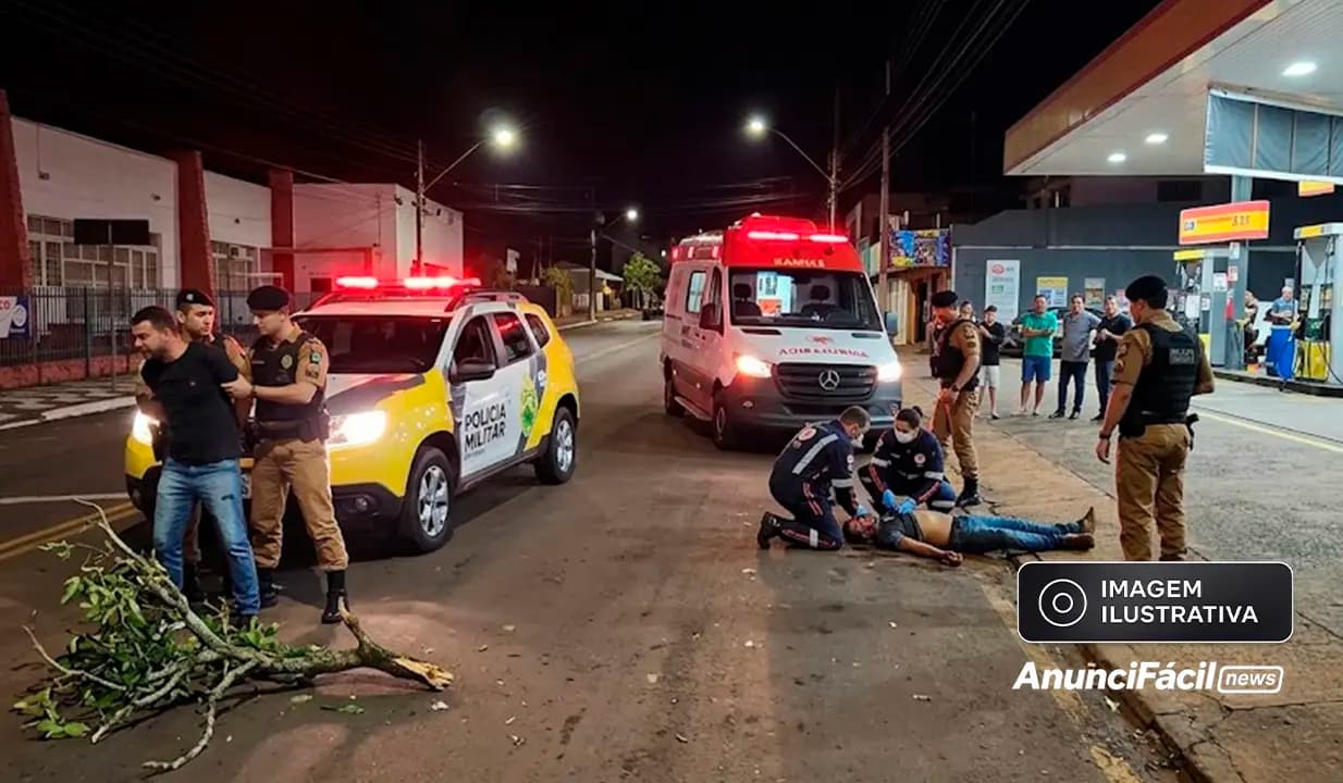 Homem é agredido com paulada na cabeça durante briga em frente a posto de combustível em Cornélio Procópio