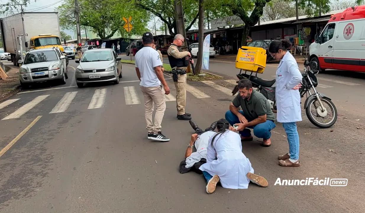 Pedestre fica ferido após ser atropelado por motocicleta em Cornélio Procópio
