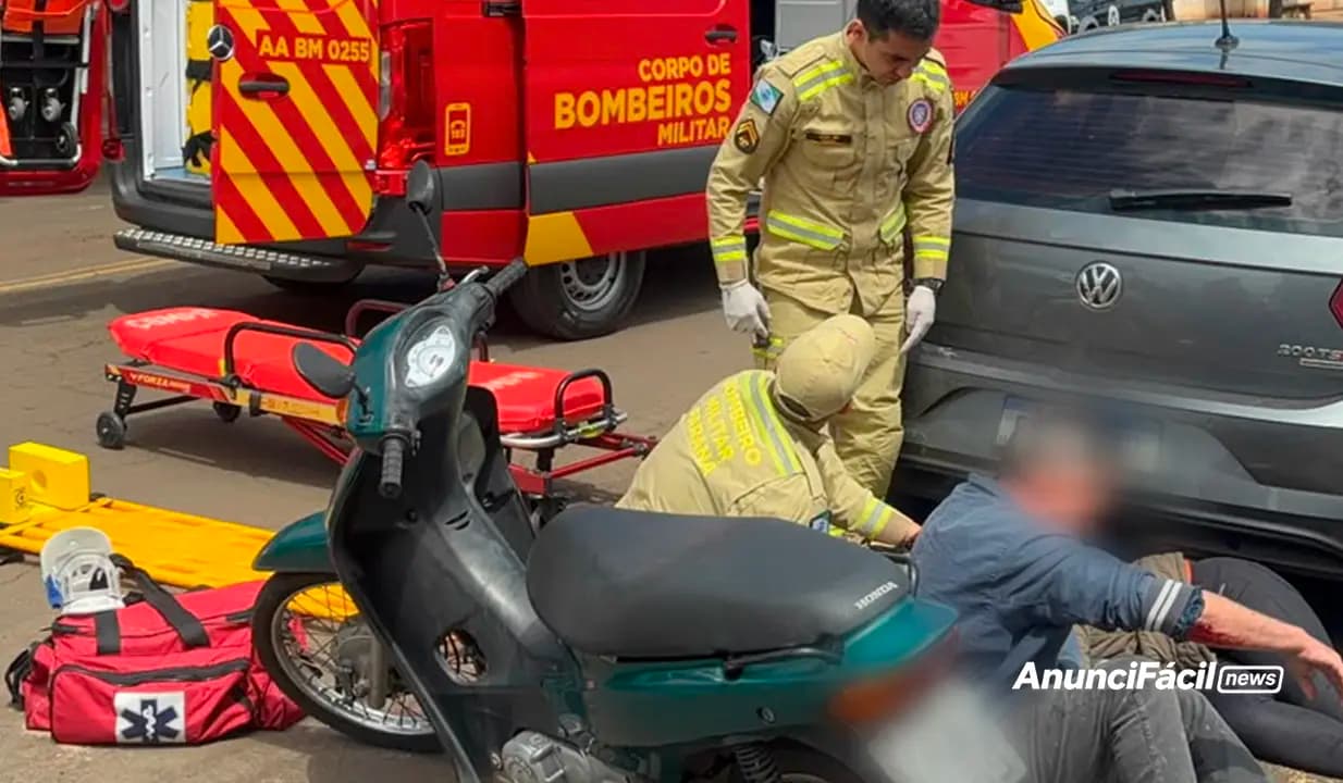 Casal fica ferido após colisão entre motocicleta e Fiat Toro em Cornélio Procópio
