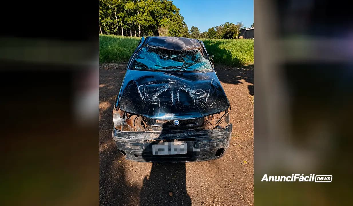 Jovem de 23 anos fica ferida após carro atingir mureta na PR-986, em Rolândia