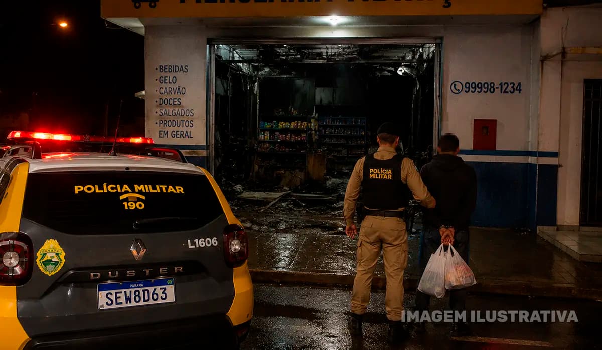 Homem invade mercearia, provoca incêndio e acaba preso em flagrante em Andirá